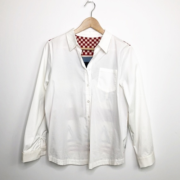 EUROPEAN Staton Autum Gentle Genle woman button down shirt with sweater back - Picture 7 of 14